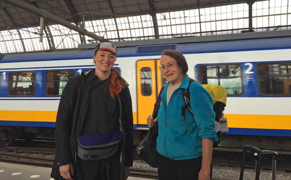 Me and Mary Shaw on the platform at Amsterdam Centraal
