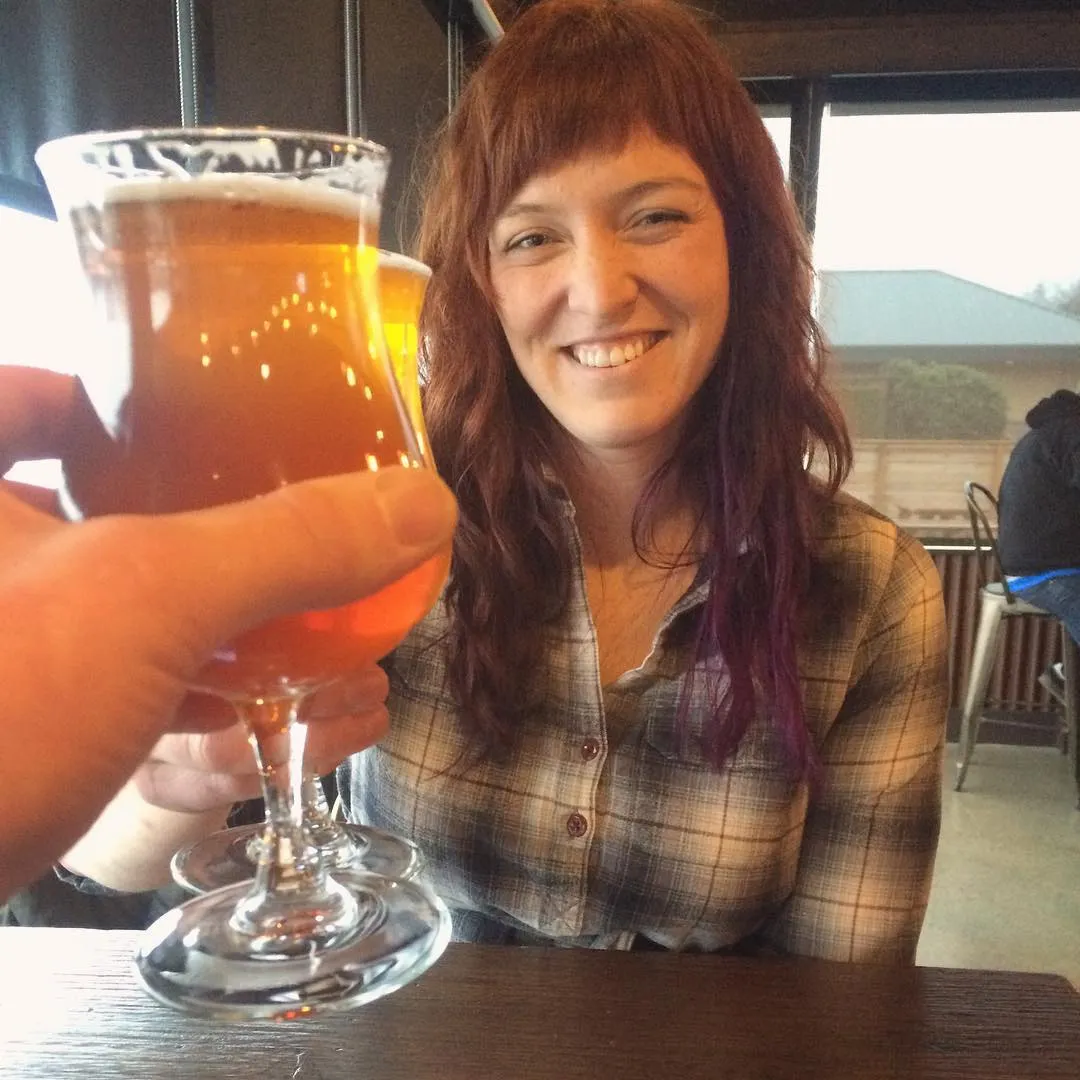 Cheering with beers on the day I left Adobe, at Route 2 Taproom near Stevens Pass.